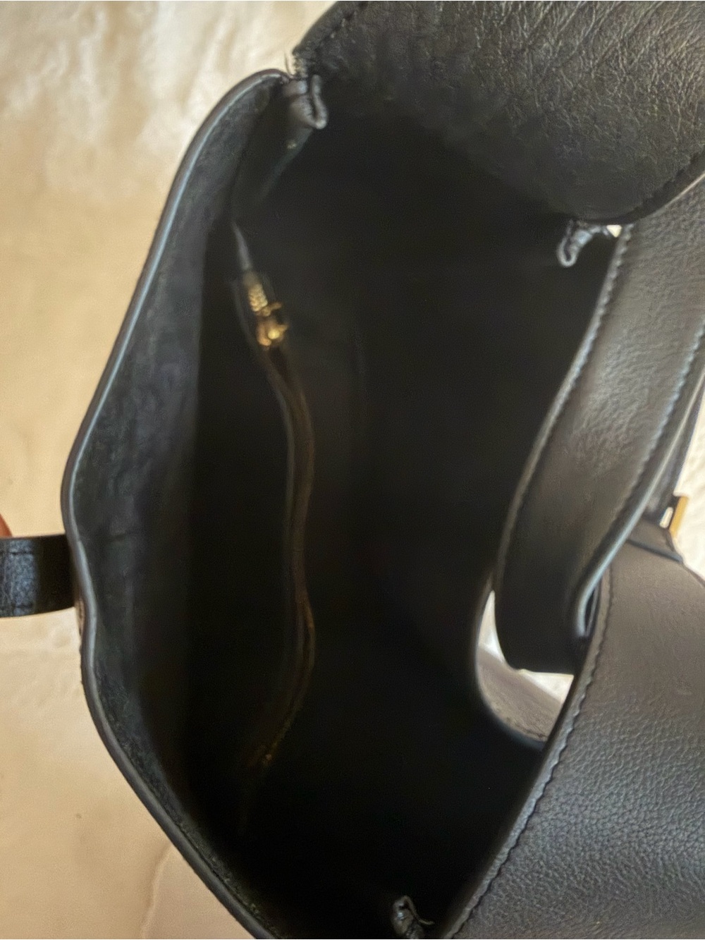 Saint Laurent Black Leather Hobo with Gold YSL Accent - Picture 5 of 5